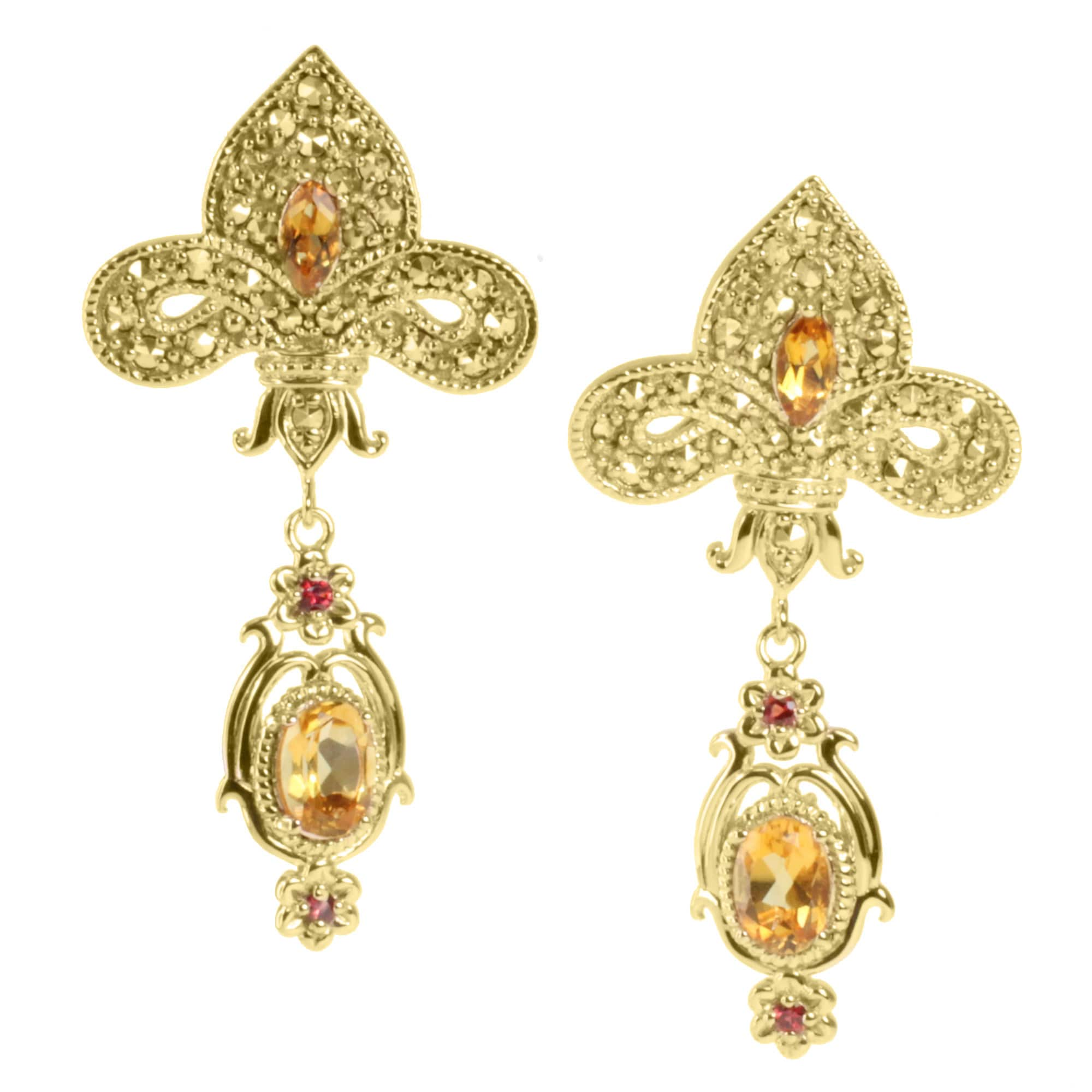 , Orange Sapphire and Marcasite Earrings Today $182.99