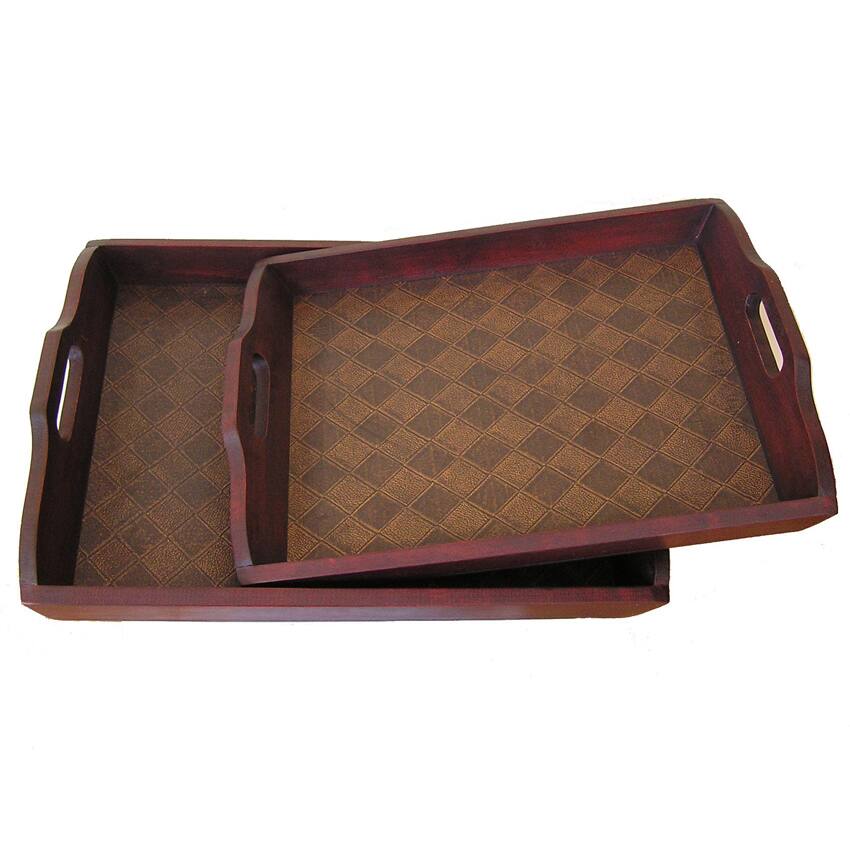 Georgetown Solid Decorative Cedar Wood Serving Tray (Set of 2)