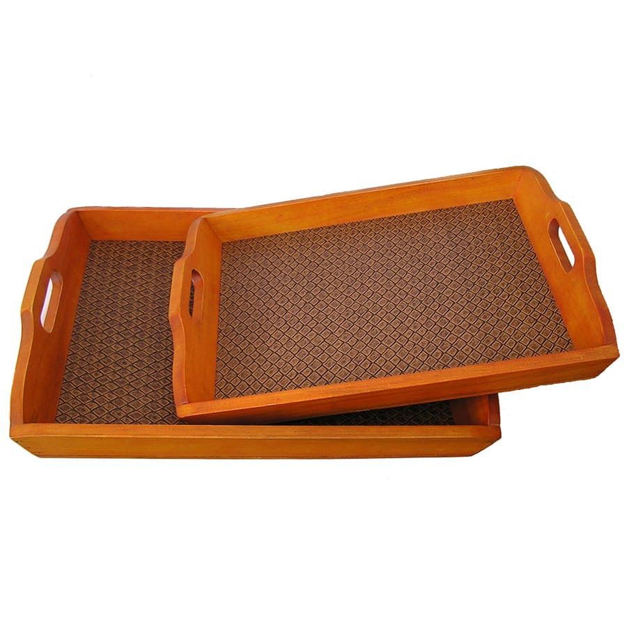 Tuscany Solid Decorative Cedar Wood Serving Trays (Set of 2)