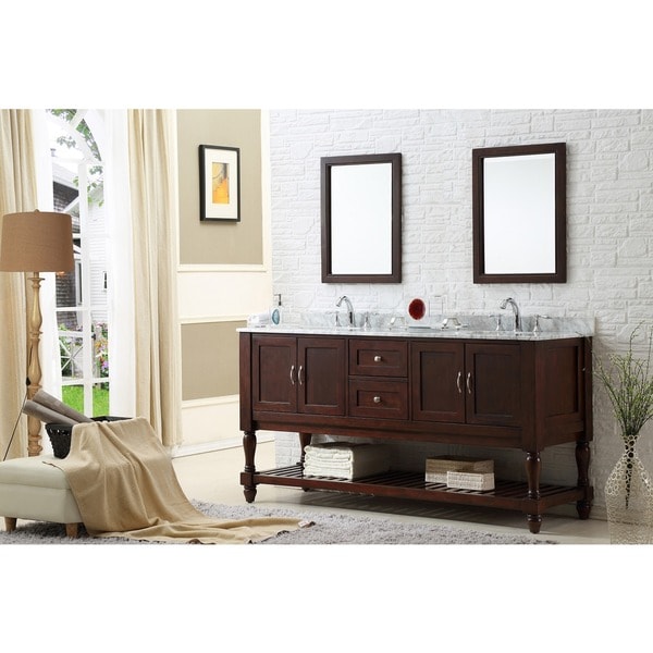 Direct Vanity Sink 70-inch Dark Brown Mission Double ...