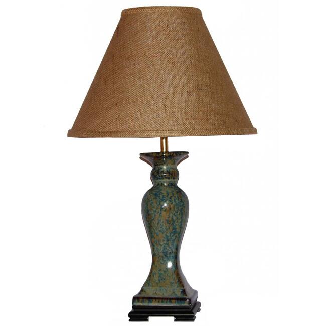 Mottled Blue and Beige Column Table Lamp