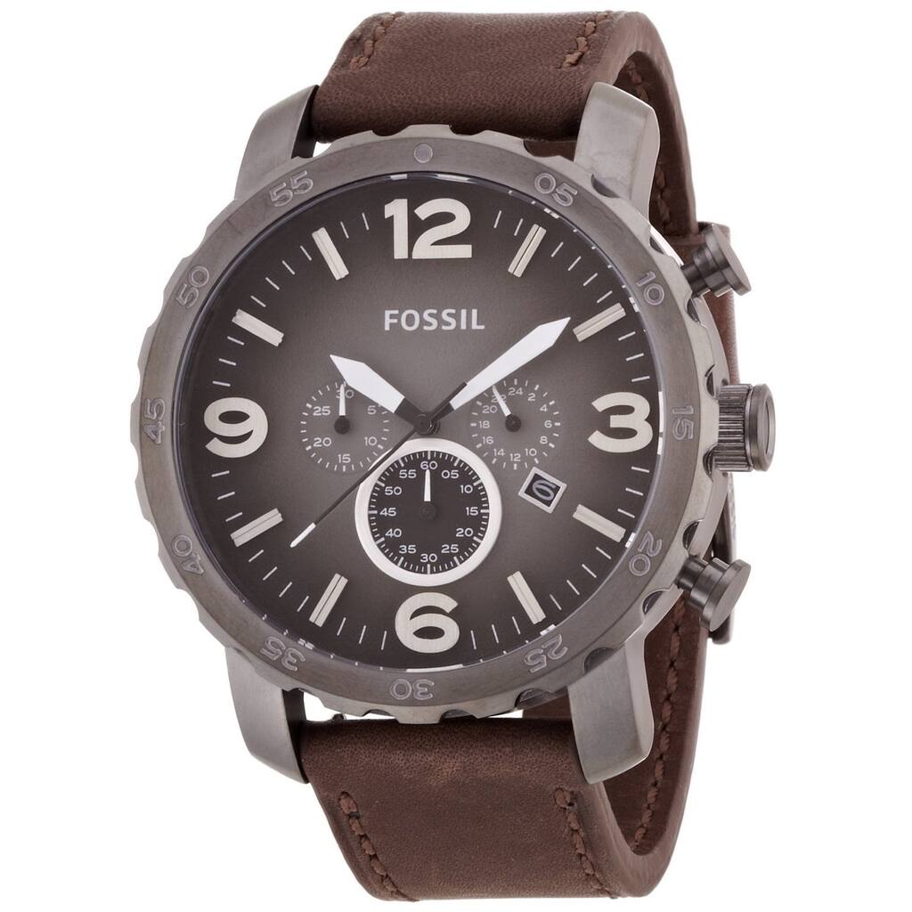 Fossil Men's 'Nate' Chronograph Brown Leather Watch