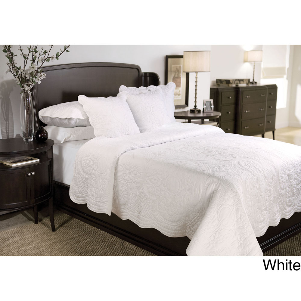 Ivy Hill Brisbane 3 piece Quilt Set White Size Full  Queen