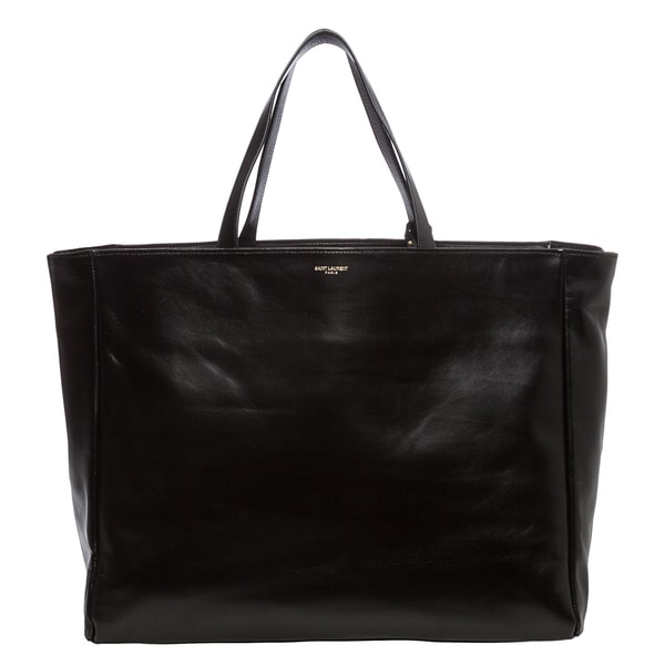 Saint Laurent Black Reversible Leather and Suede Shopping Tote Yves Saint Laurent Designer Handbags