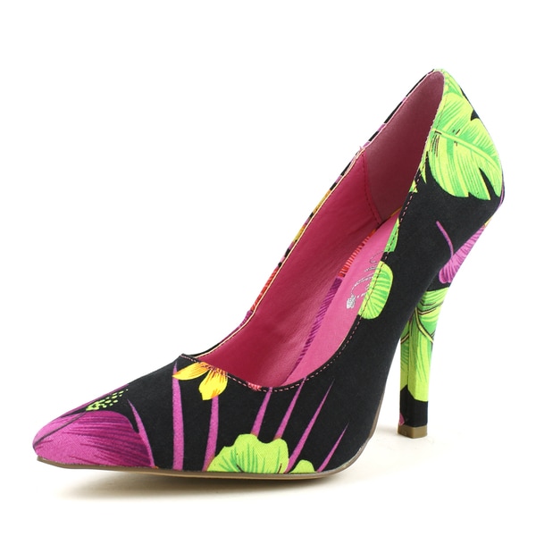 Fahrenheit Women's 'NAYA 01' Fuchsia Floral Design Pointed toe Heels Heels