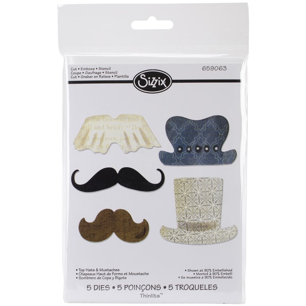 Sizzix Thinlits Dies 5/Pkg Top Hats & Mustaches Sizzix Cutting & Embossing Dies