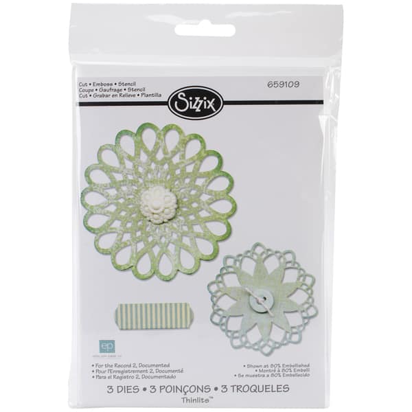 slide 1 of 1, Sizzix Thinlits Dies 3/Pkg-For The Record 2, Documented