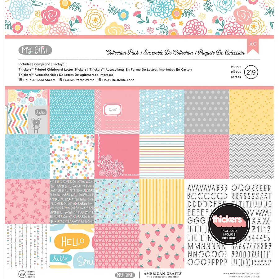 My Girl Collection Pack 12x12 18 Double sided Papers + Alpha Thickers