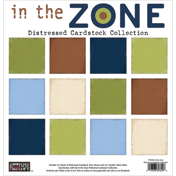 In The Zone Cardstock Collection Pack 12"X12" Distressed Paper Loft 12 x 12 Scrapbooking Kits