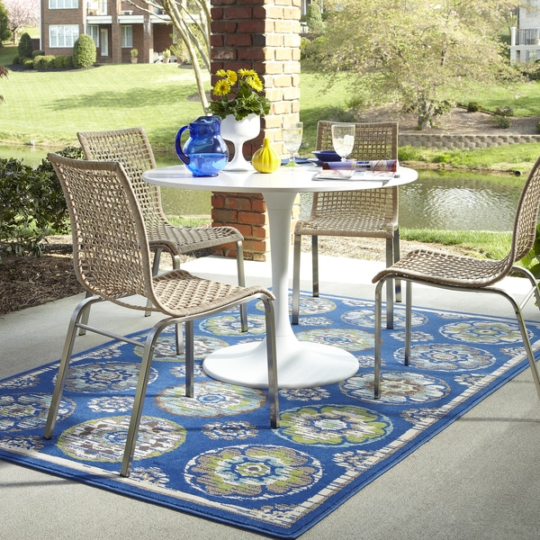 Indoor/Outdoor Tokens Blue Rug (8' x 10') 7x9   10x14 Rugs