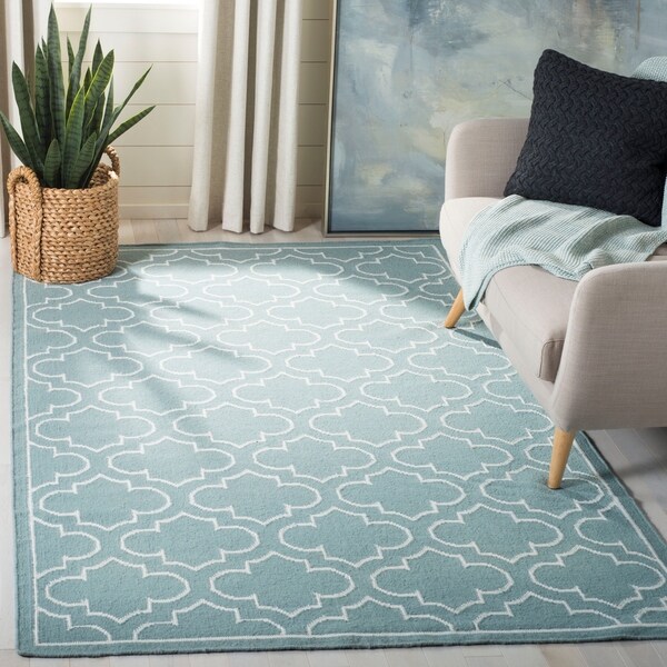 Safavieh Hand-woven Moroccan Reversible Dhurrie Blue Wool Rug - 8' x 10'