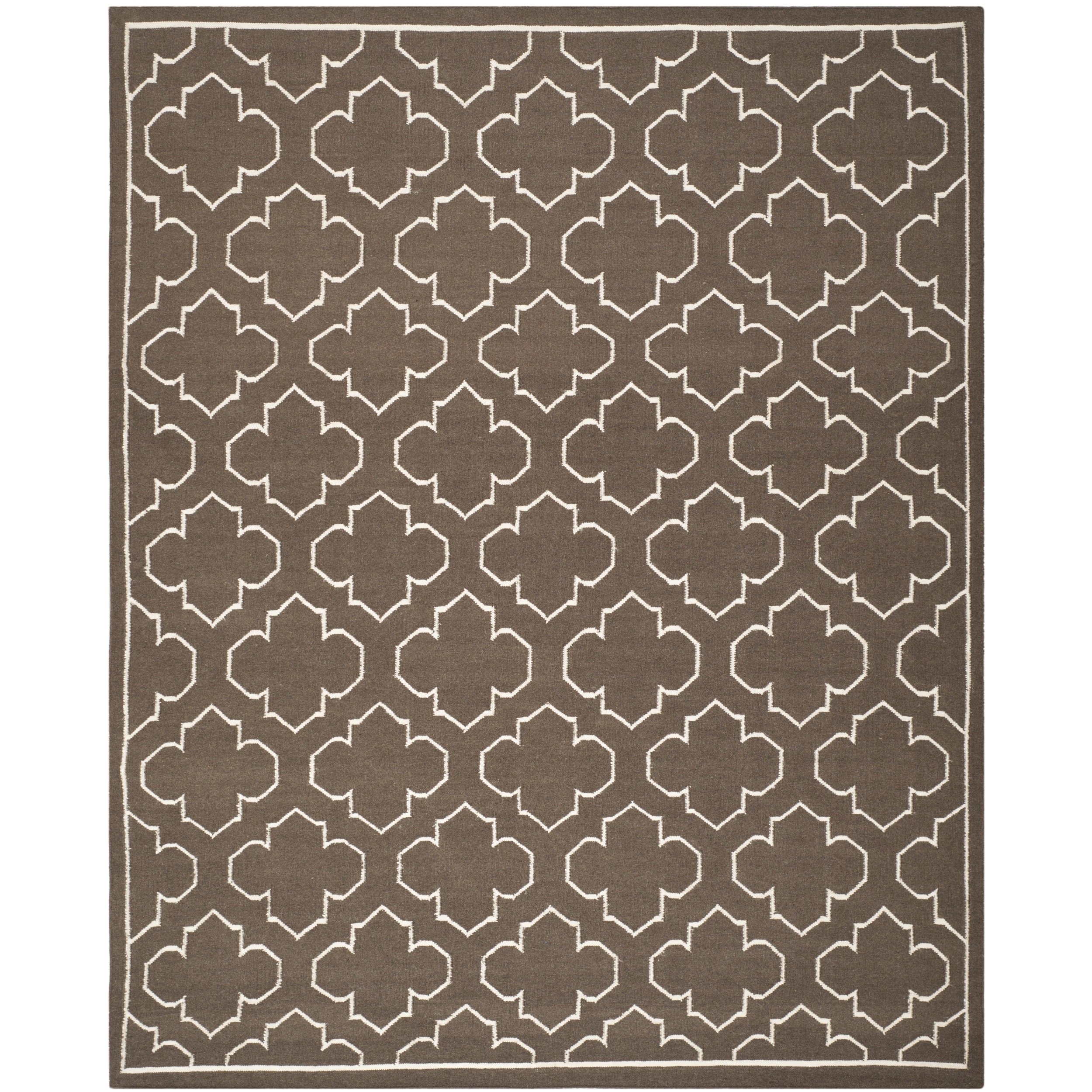 Transitional Handwoven Moroccan Dhurrie Brown Wool Rug (8 X 10)