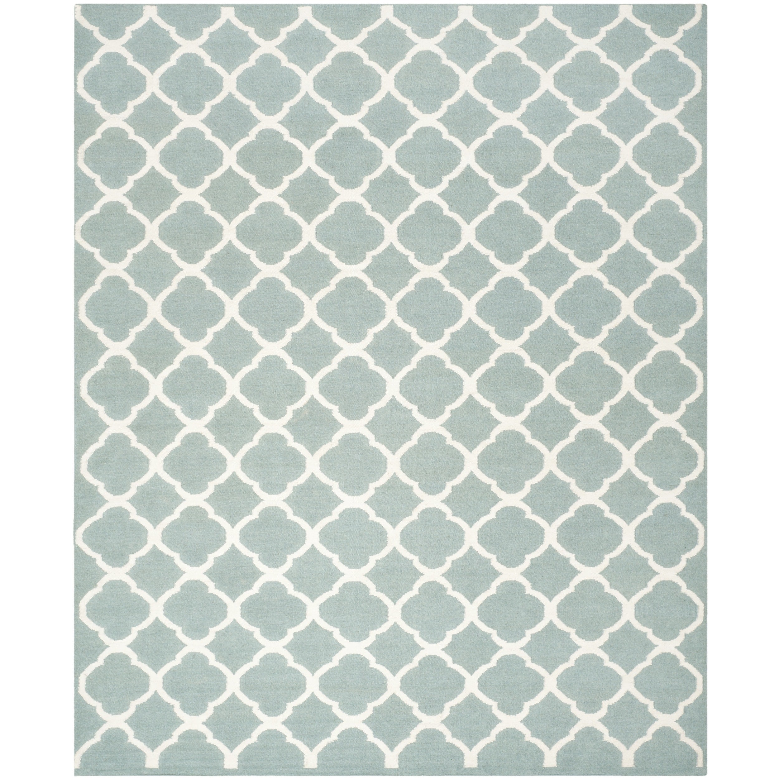 Contemporary Handwoven Moroccan Dhurrie Blue Wool Rug (9 X 12)