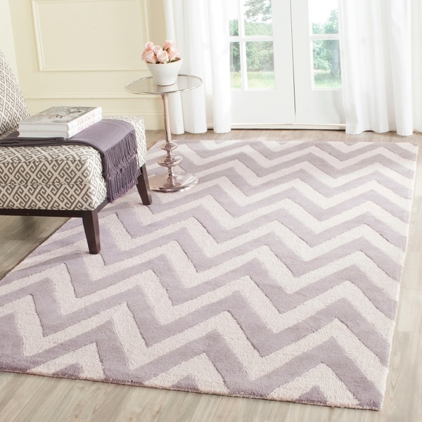 Safavieh Handmade Moroccan Cambridge Chevron Silver Wool Rug - 9' x 12'