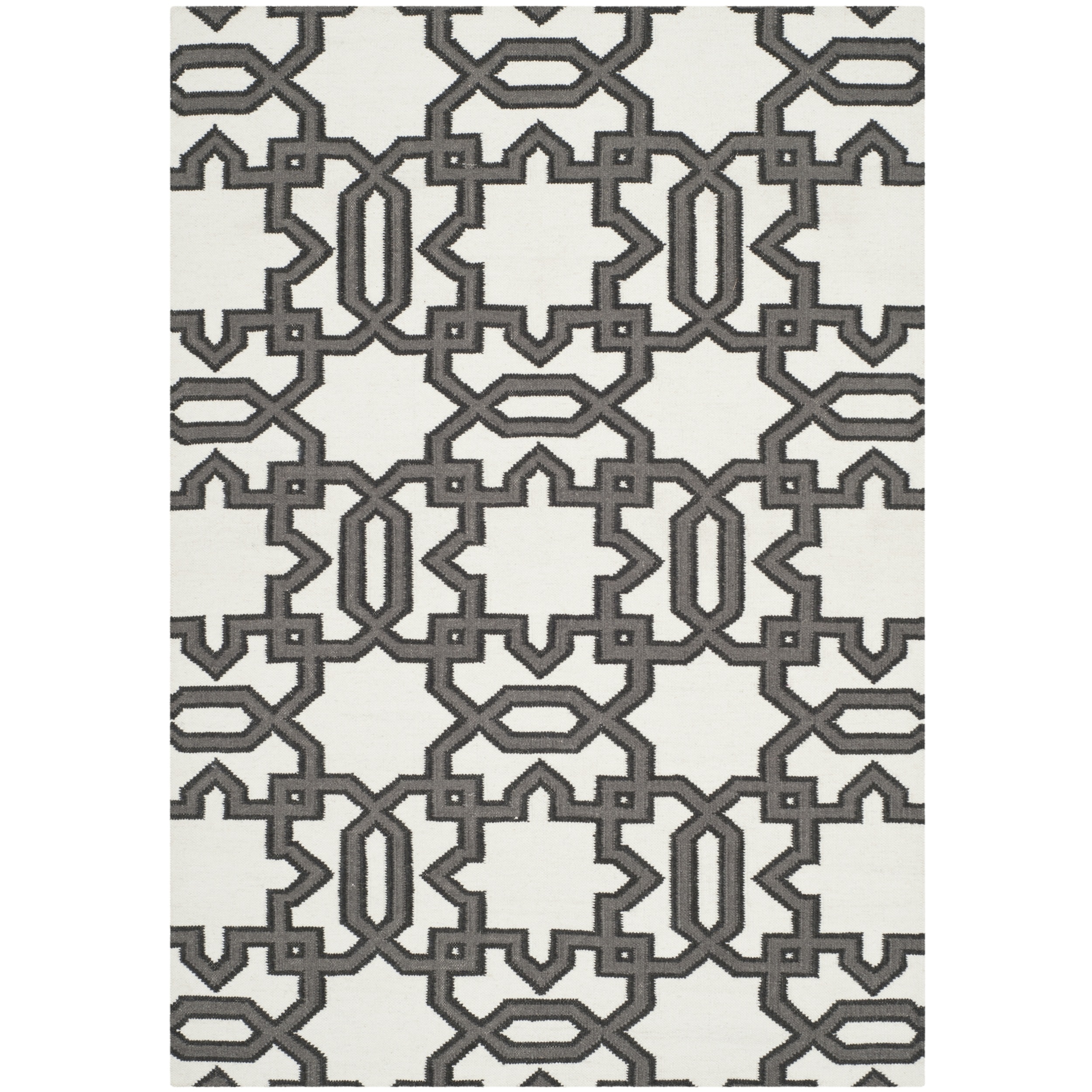 Handwoven Moroccan Dhurrie Ivory Wool Area Rug (5 X 8)