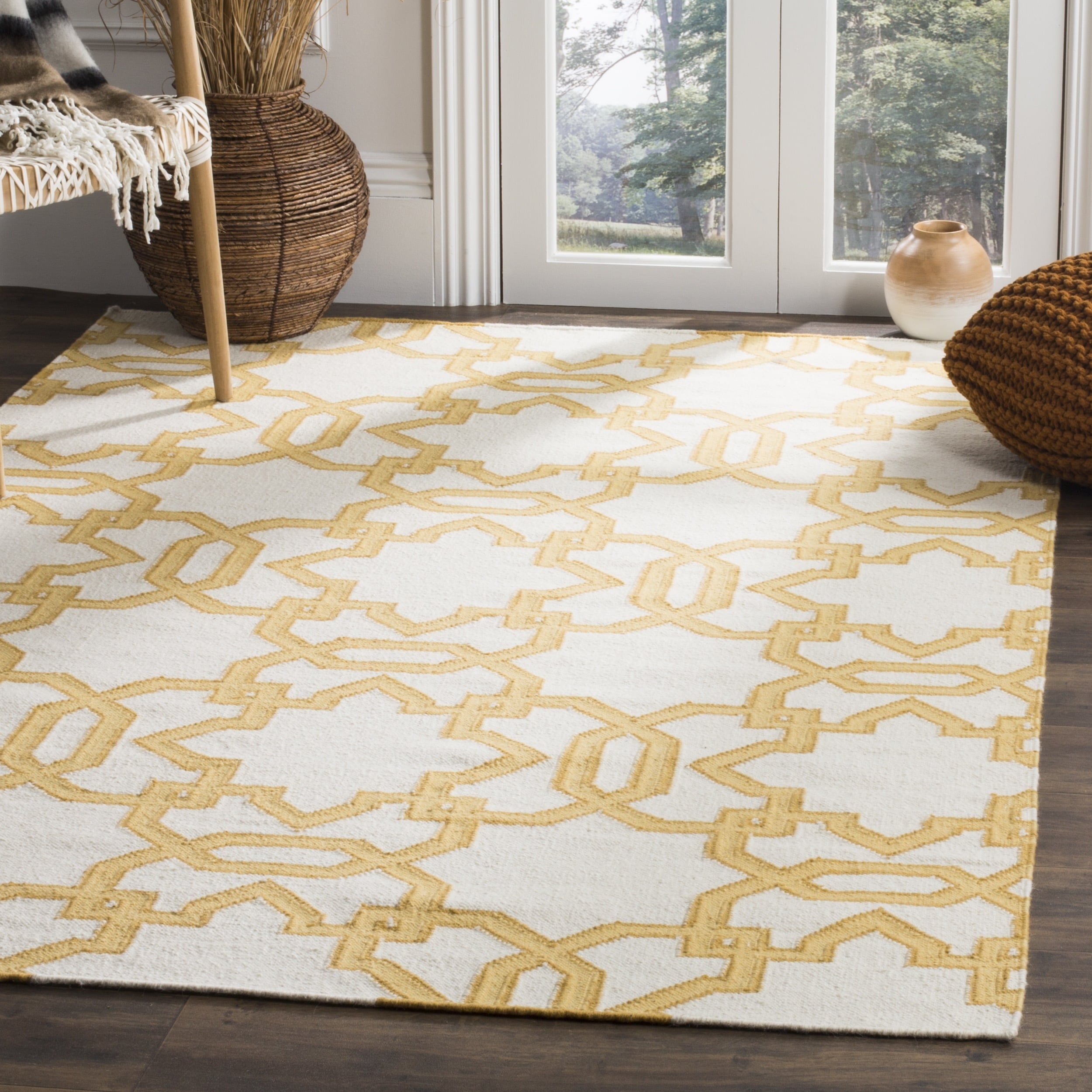 Safavieh Transitional Handwoven Moroccan Dhurrie Ivory Wool Rug (6 Square)