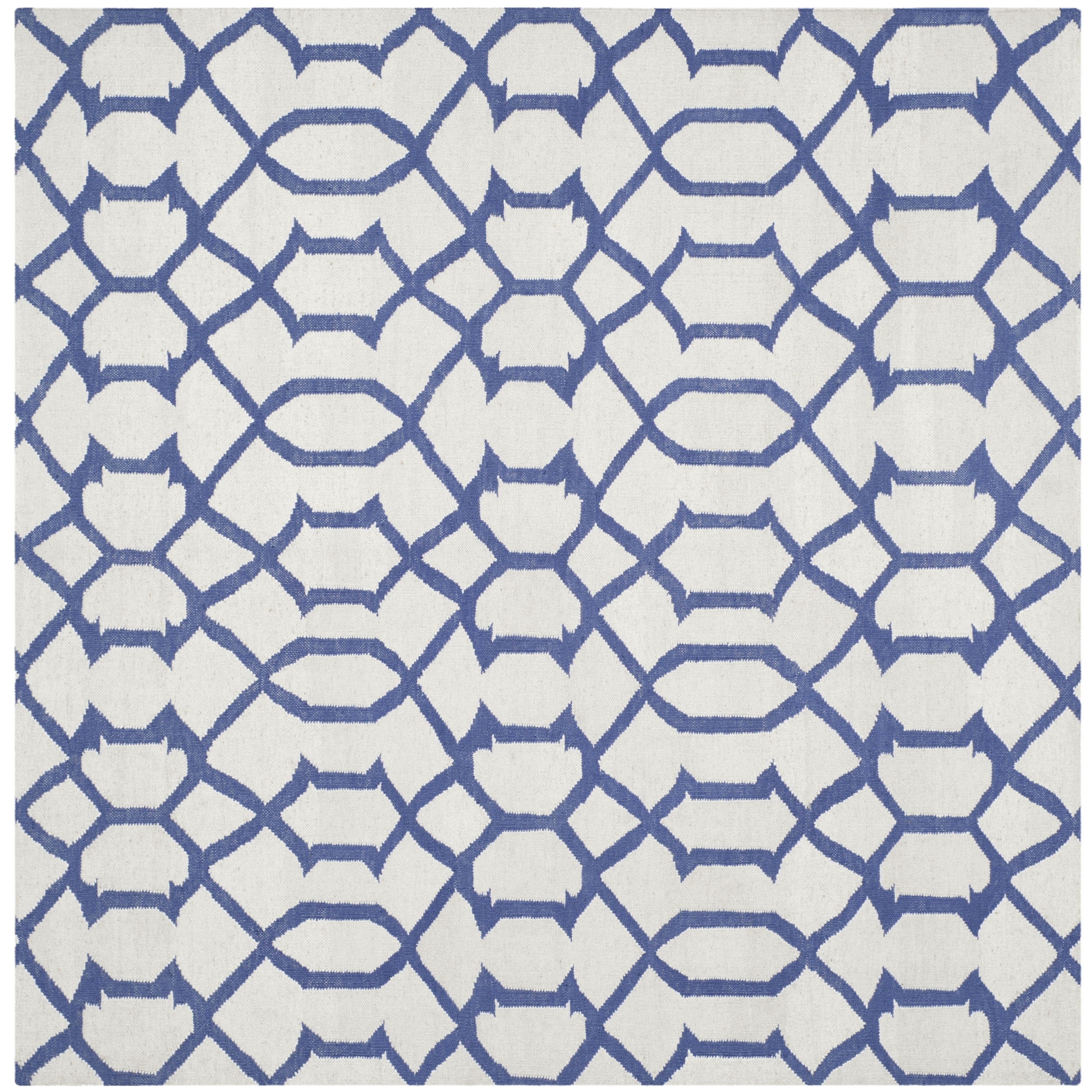 Hand woven Moroccan Dhurrie Ivory Geometric Wool Rug (6 Square)