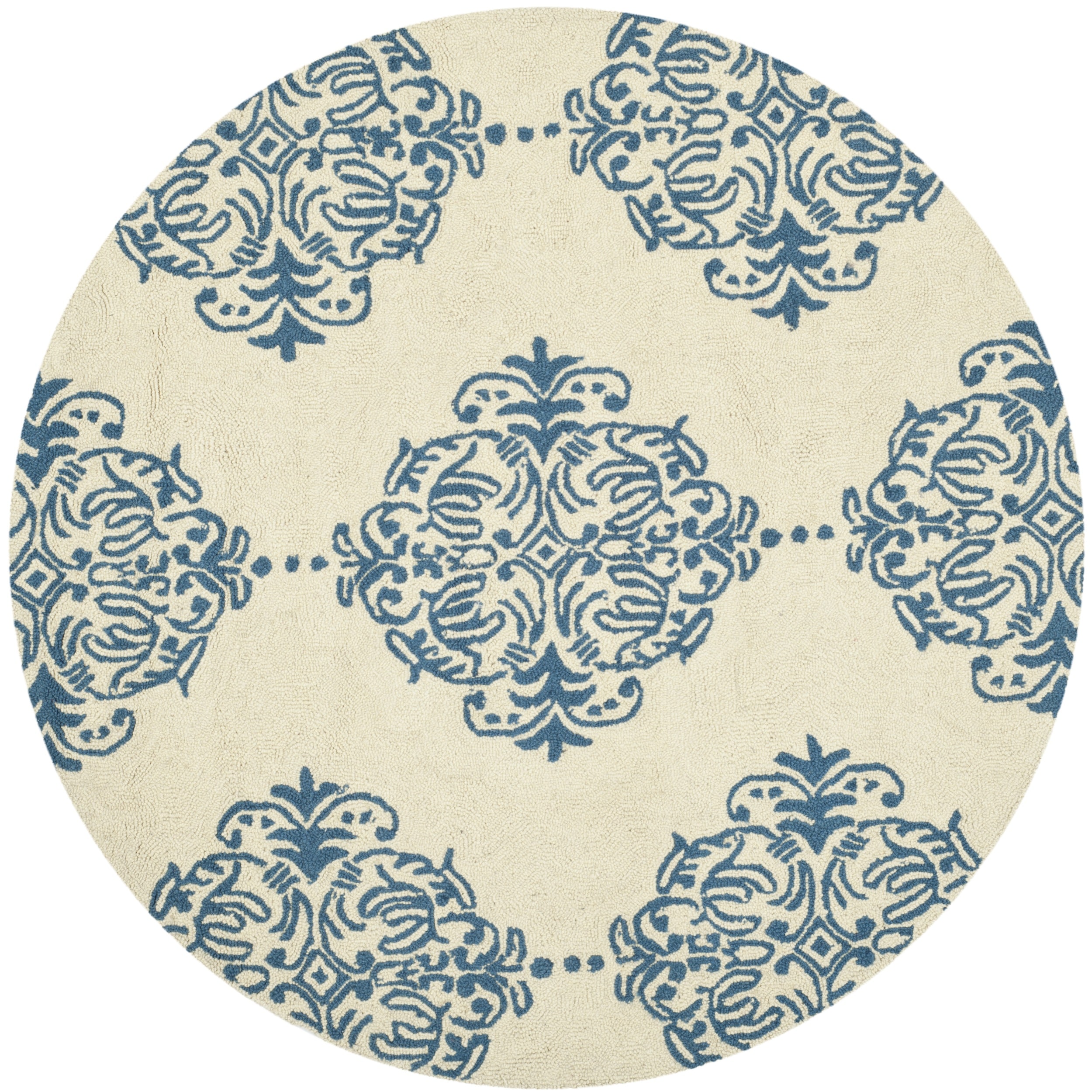 Safavieh Hand hooked Chelsea Ivory/ Blue Wool Rug (5 X 5 Round)