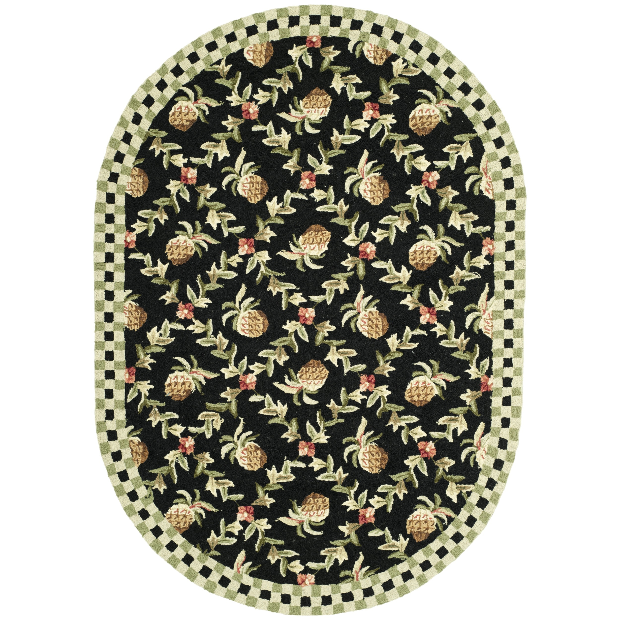 Safavieh Hand hooked Chelsea Black/ Ivory Wool Rug (46 X 66 Oval)