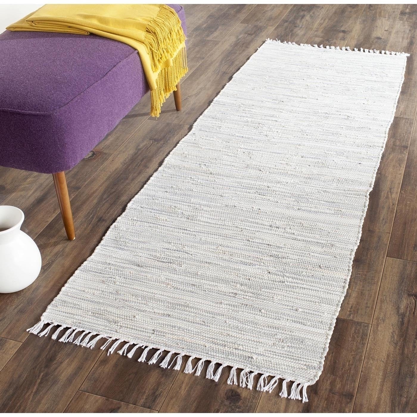 Safavieh Hand woven Montauk Silver Cotton Rug (23 X 7)