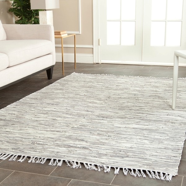 Safavieh Hand-woven Montauk Silver Cotton Rug - 8&#39; x 10&#39; - Free Shipping Today - Overstock ...