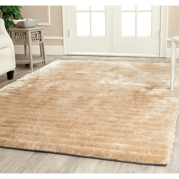 Safavieh Handmade 3D Shag Champagne Rug (8' x 10')