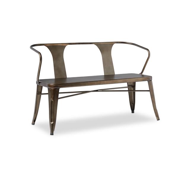 Shop Vintage Metal Dining Bench With Back Overstock 7997271