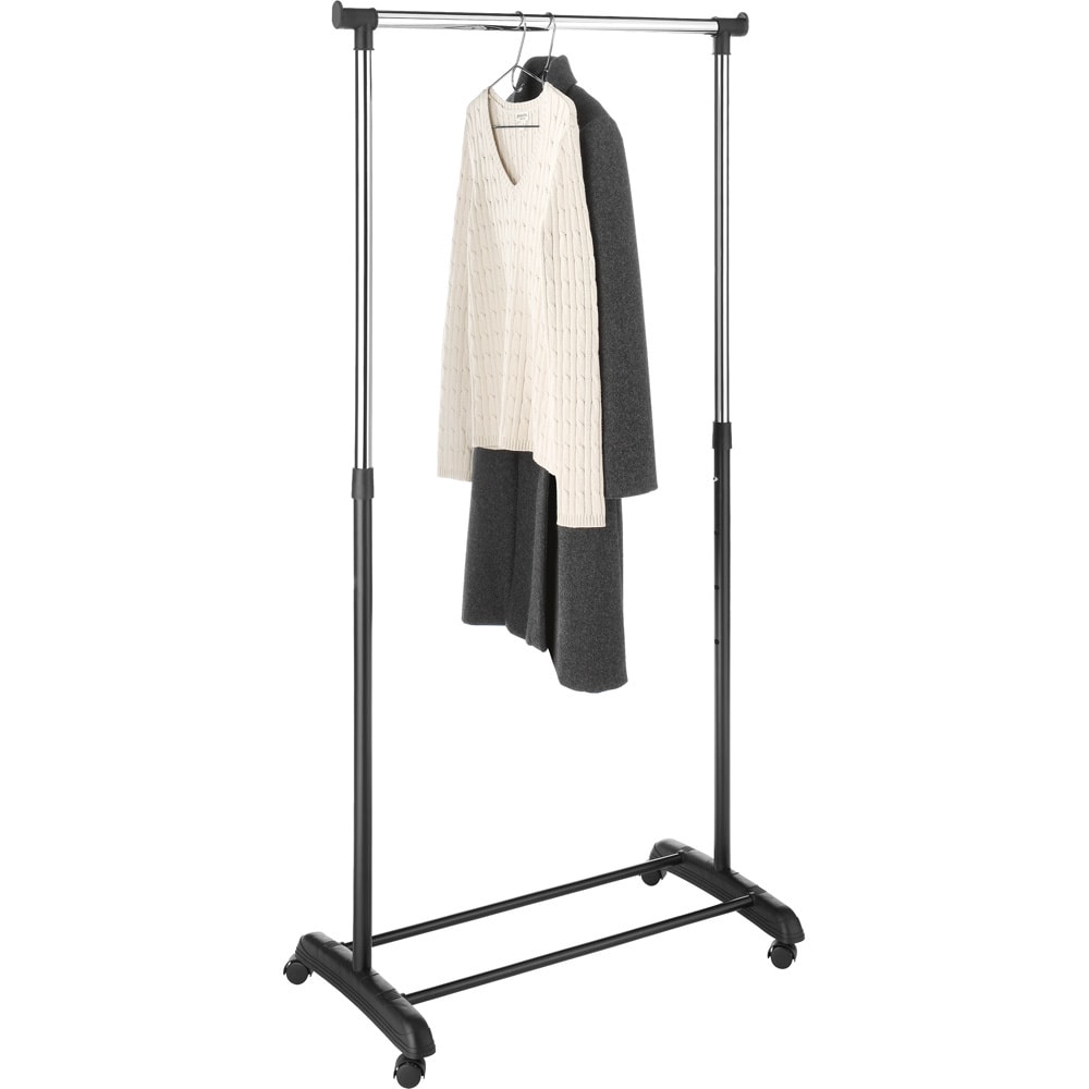 Shop Black Friday Deals On Whitmor Deluxe Adjustable Garment Rack Shoe Rack With 4 Wheels W Locking Practical Storage Space For Clothing On Sale Overstock 7997308