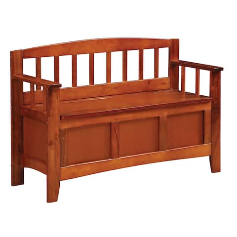 OSP Home Furnishings Metro Walnut Finished Mission Back Entryway Storage Bench