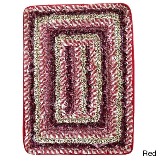 Flame/ Jungle Ruffled Shag Rug (2'4 x 1'7) - 2'4 x 1'7 - Bed Bath ...