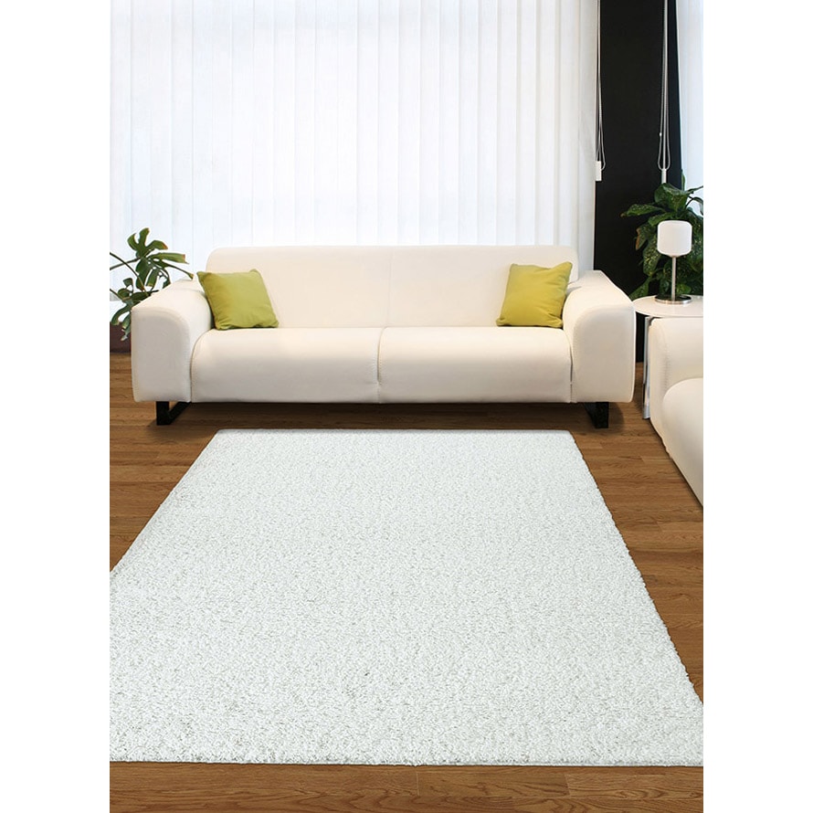 Eaton Smith Shag White Area Rug (76 X 96)