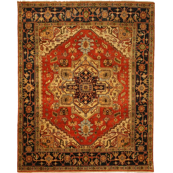 Hand-knotted Wool Rust Traditional Oriental Serapi Rug (12' x 18') - 12' x 18'