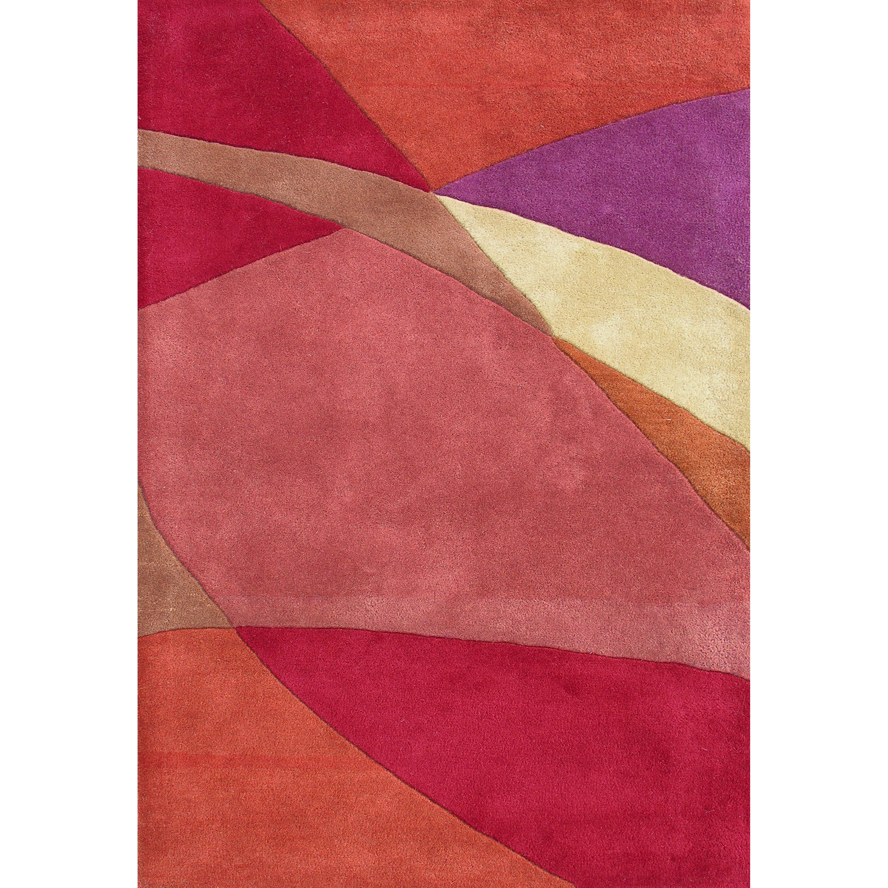 Handmade Geo Metro Red Blend Wool Rug (9 X 12)