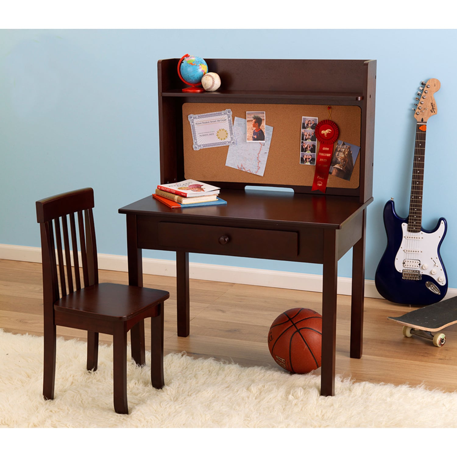 Shop Kidkraft Pinboard Desk With Hutch And Chair Overstock 7999164