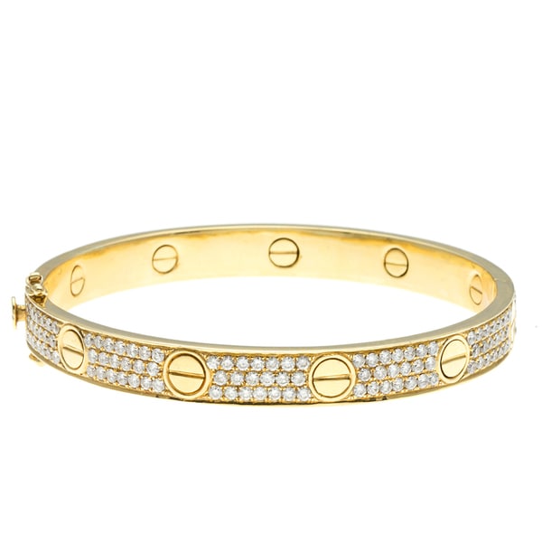 18k Yellow Gold 3ct TDW Diamond Estate Bangle (G H, SI1 SI2) Estate and Vintage Bracelets