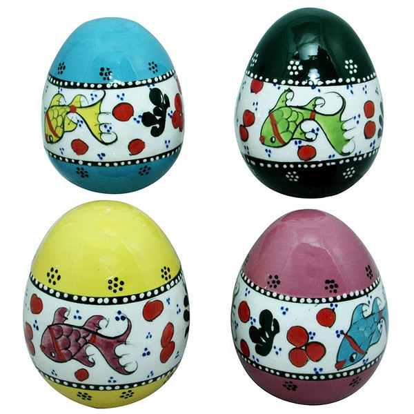 Hand painted Set of Four Ceramic Decorative Eggs (Turkey)   15365493