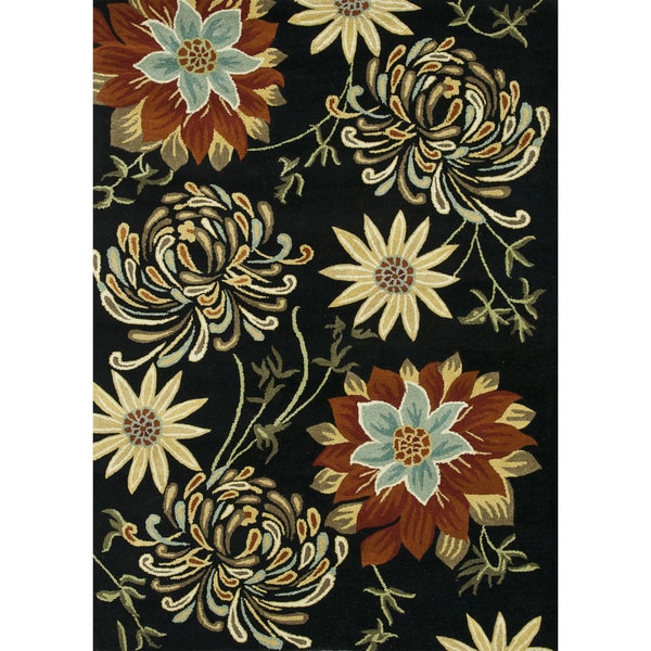 Hand tufted Leighton Black Wool Rug (76 x 96)