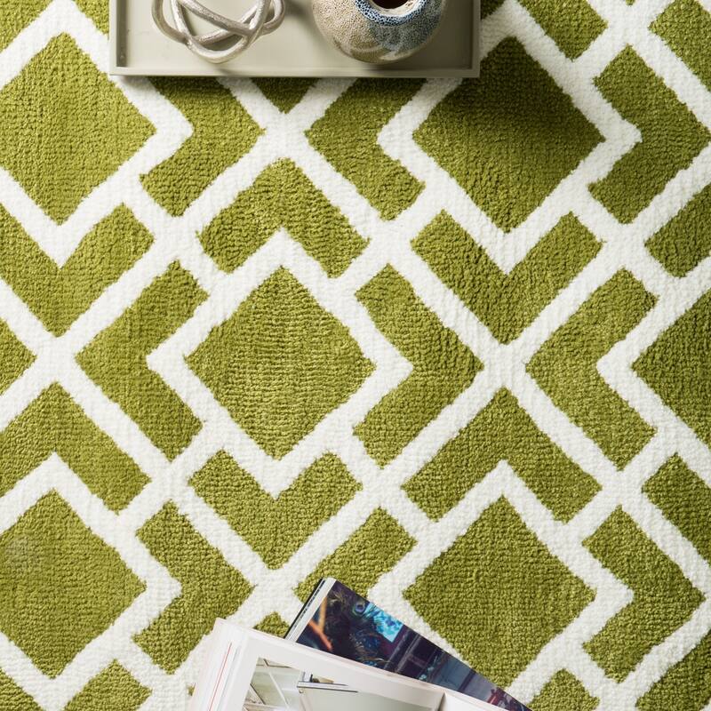 Alexander Home Woven Microfiber Contemporary Trellis Rug