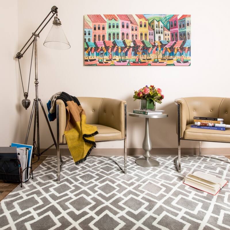 Alexander Home Woven Microfiber Contemporary Trellis Rug