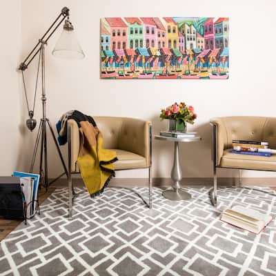 Alexander Home Woven Microfiber Contemporary Trellis Rug