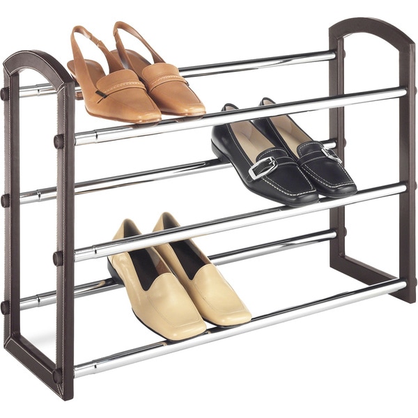 Whitmor Chrome/ Brown 3 shelf Shoe Rack