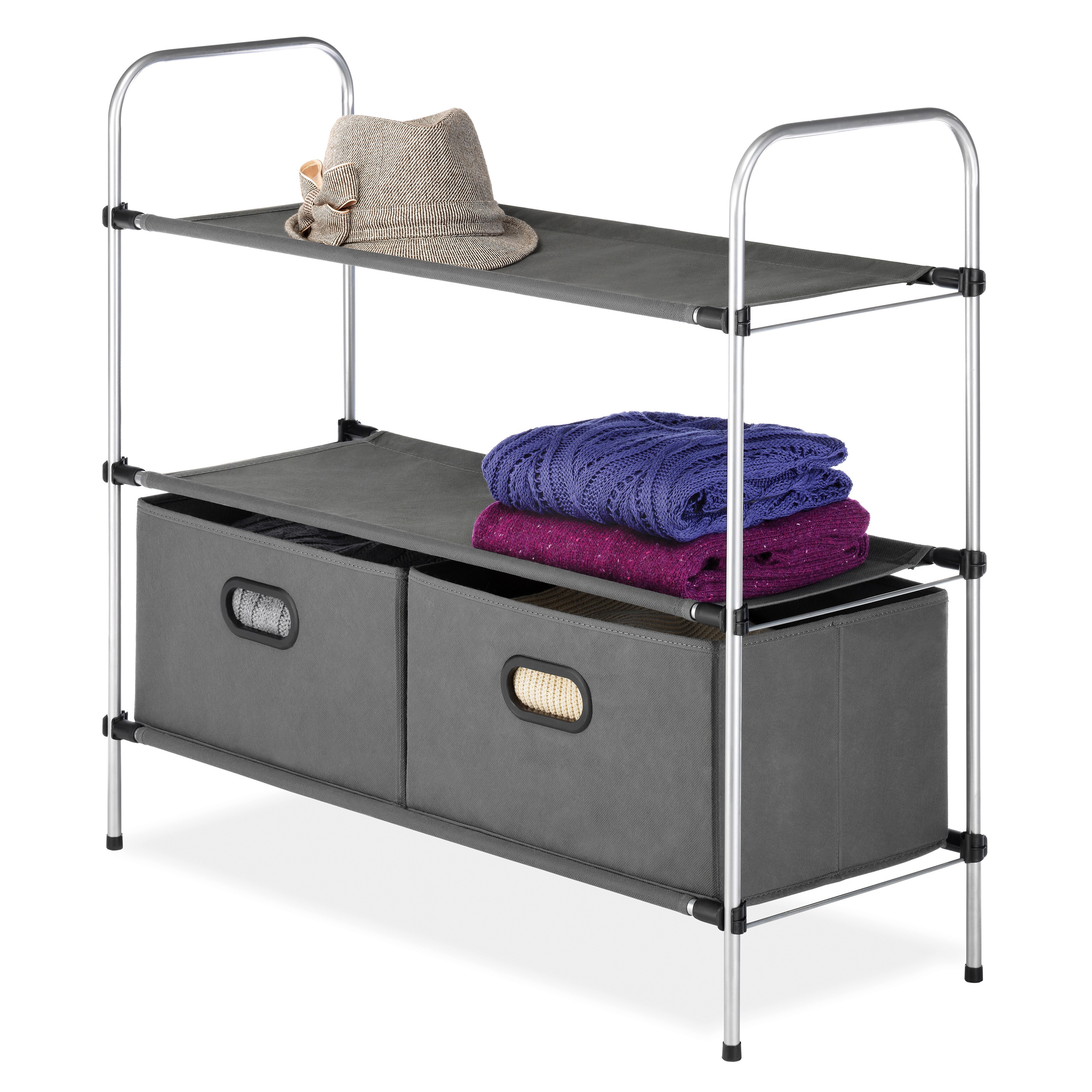 Shop Whitmor 3 Tier Shelf Unit With Collapsible Drawers Free