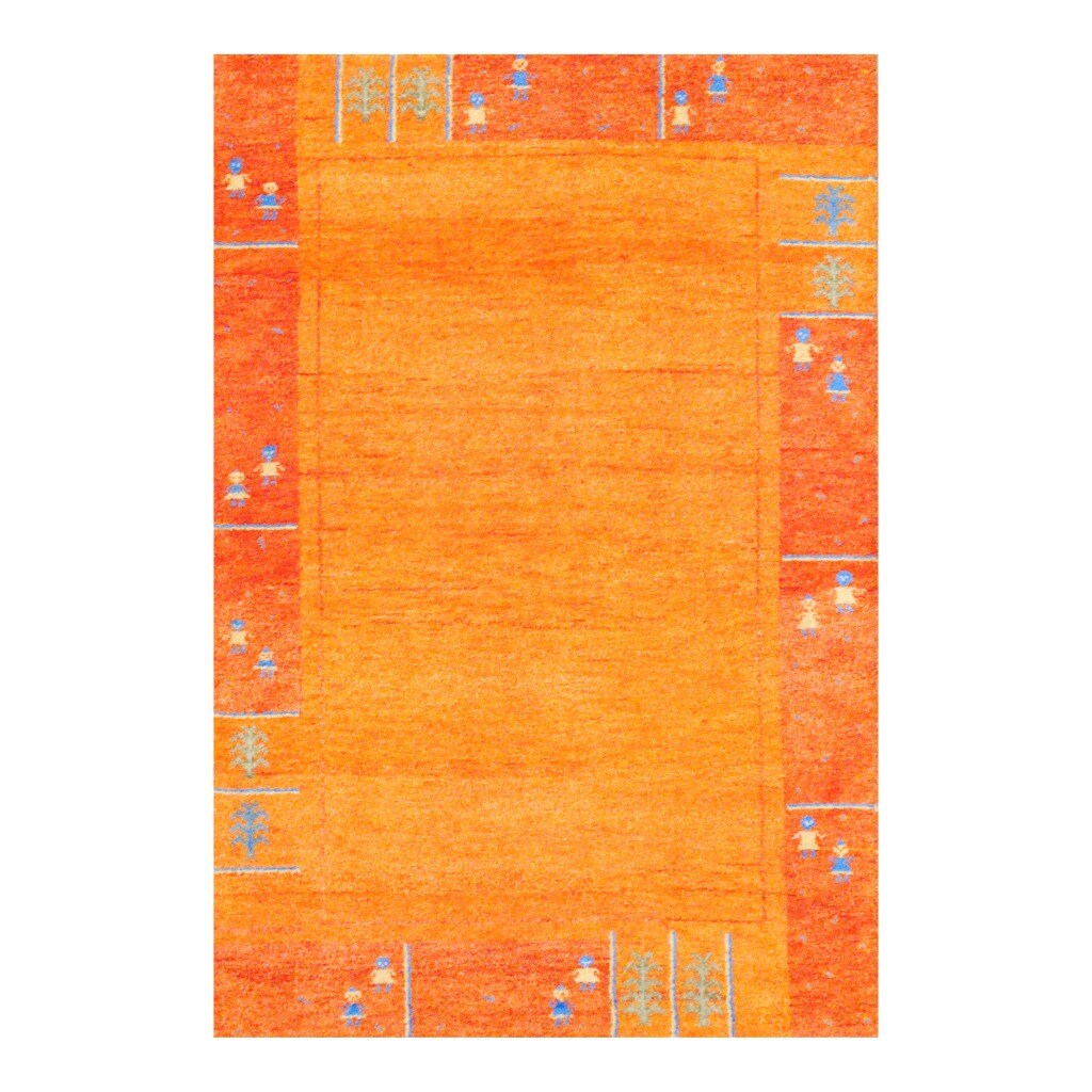 Indo Hand knotted Tibetan Orange/ Rust Wool Rug (42 x 62