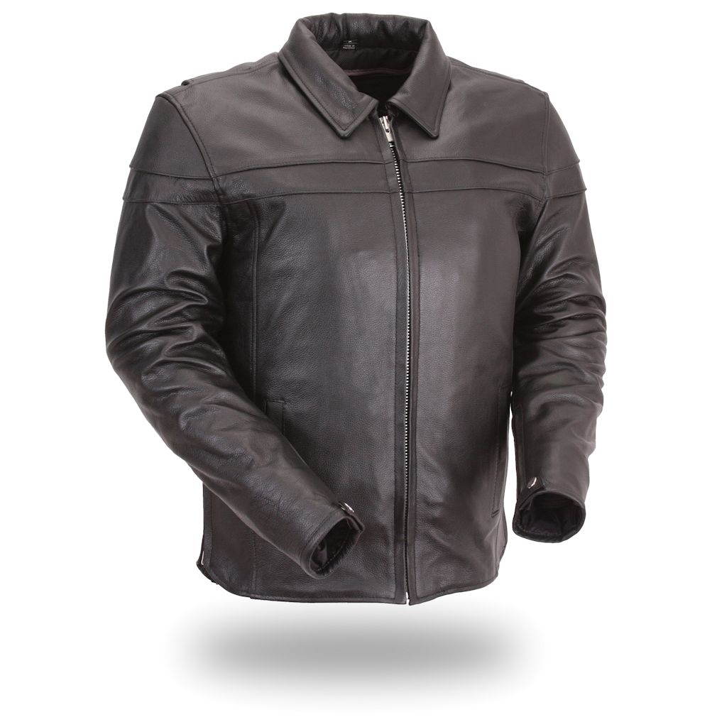 FMC Mens Shirt Collared Black Motorcycle Jacket