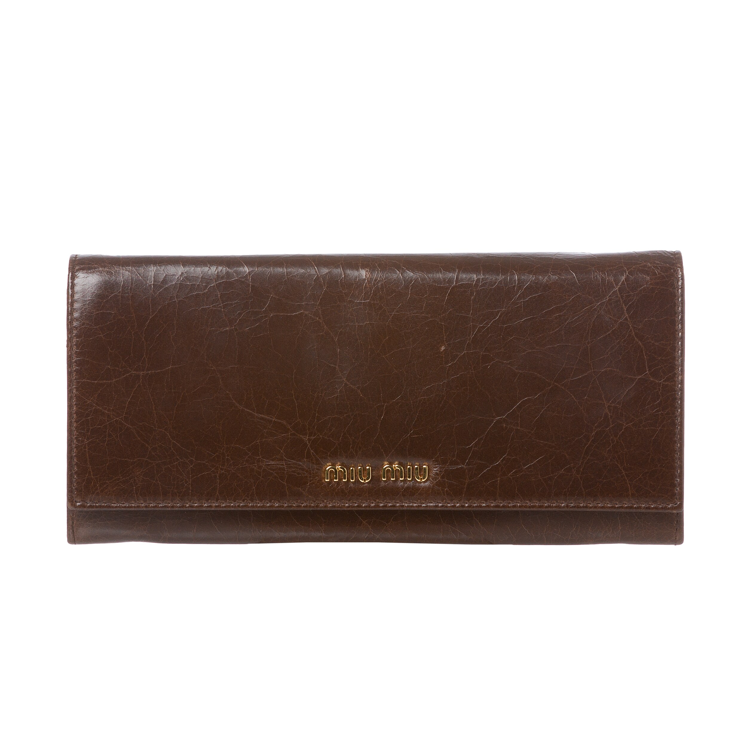 Miu Miu Brown Leather Flap Front Wallet