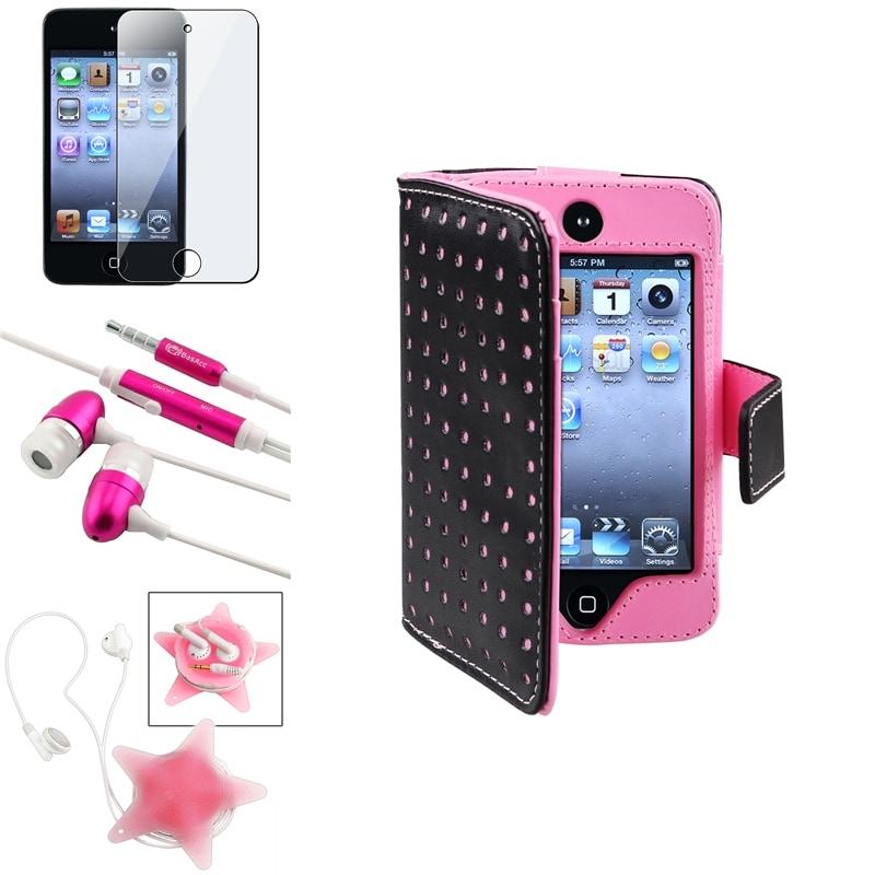 BasAcc Pink Case/ Protector/ Headset for Apple iPod Touch Generation 4