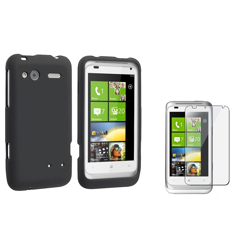 Black Rubber Case/ Screen Protector for HTC Radar