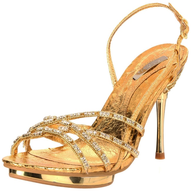 Celeste Womens Joyce 01 Gold Rhinestone Slingbacks