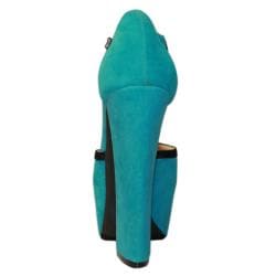 Fahrenheit Women's 'Anne 53' Teal T strap Platforms Fahrenheit Heels