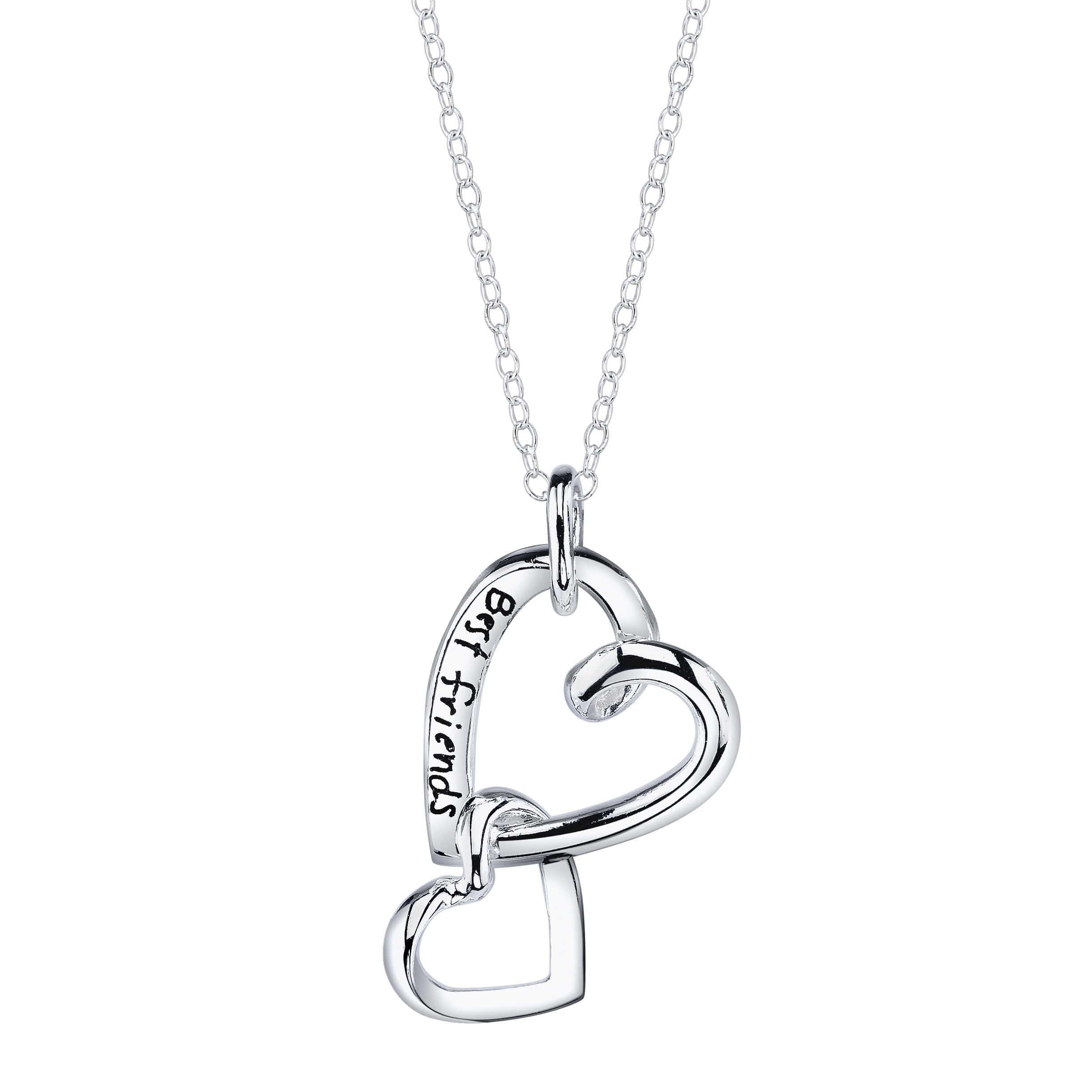 Sterling Silver 'Best Friends' Linked Two Heart Necklace Sterling Silver Necklaces